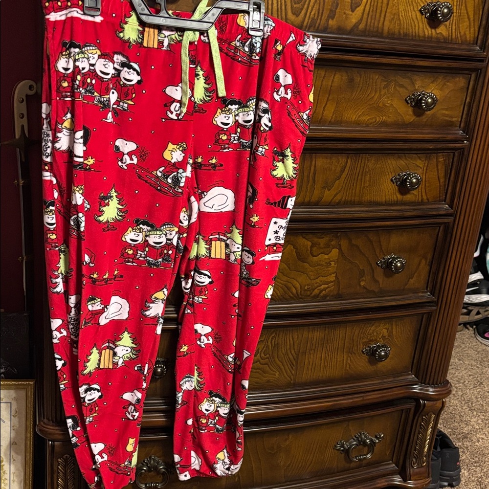 Peanuts Brilliant Red Sleepwear winter Christmas pj pants size xl(16-18)